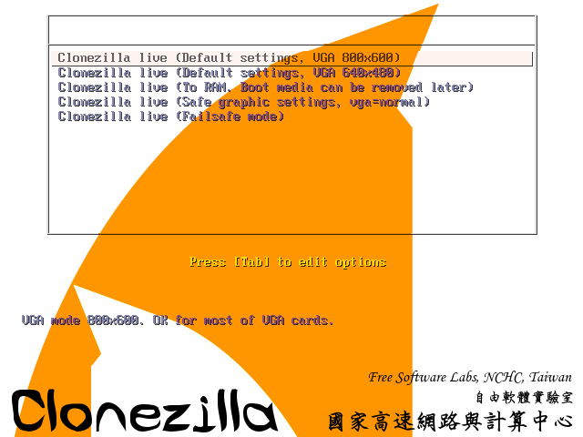 Clonezilla screenshots and photos