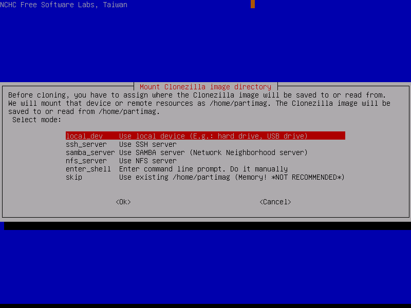 Clonezilla screenshots and photos